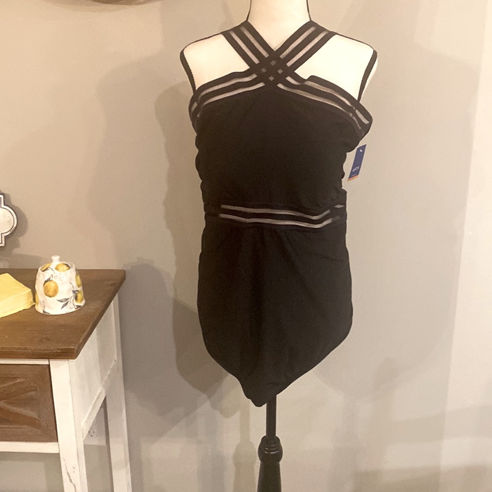 High neck black women’s swimsuit/bathing suit 3X